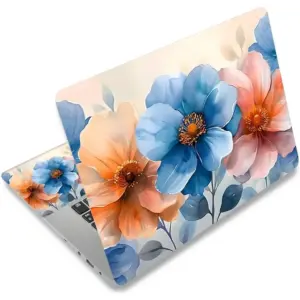 ALAYRA Laptop Decal Sticker Skin Cover, 12" 13.1" 13.3" 14" 15" 15.4" 15.6" Laptop Netbook Vinyl Art Skin Sticker Cover Notebook PC Protector (2 Wrist Pad Included), Removable Reusable, Florals 01
