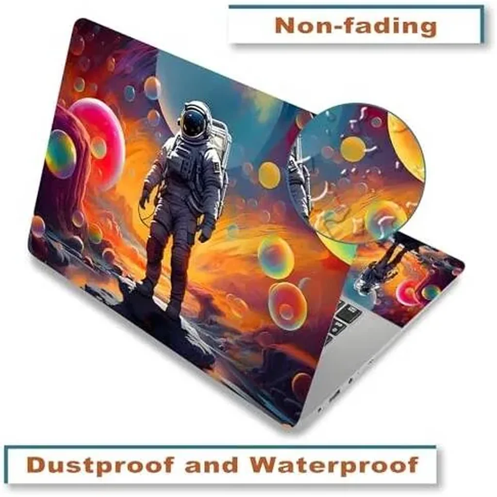 ALAYRA Laptop Decal Sticker Skin Cover, 12" 13.1" 13.3" 14" 15" 15.4" 15.6" Laptop Netbook Vinyl Art Skin Sticker Cover Notebook PC Protector (2 Wrist Pad Included), Removable Reusable, Great Astronau - Image 3