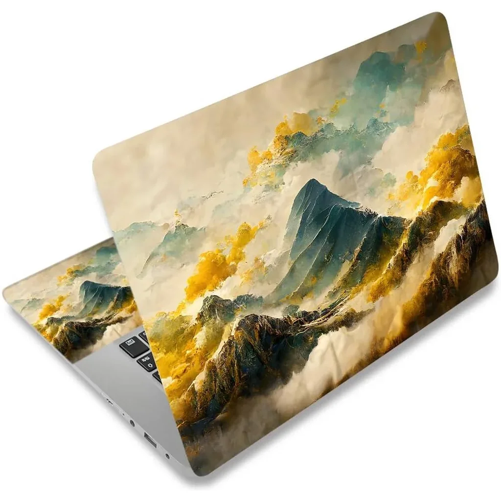 ALAYRA Laptop Decal Sticker Skin Cover, 12" 13.1" 13.3" 14" 15" 15.4" 15.6" Laptop Netbook Vinyl Skin Sticker Cover Notebook PC Protector (2 Wrist Pad Included), Removable Reusable, Mountain Sea of Cl