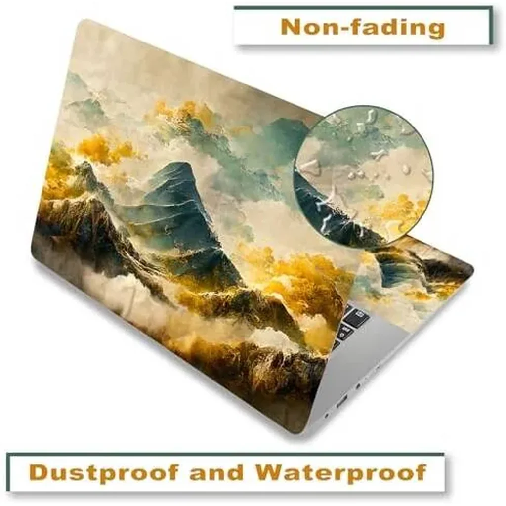 ALAYRA Laptop Decal Sticker Skin Cover, 12" 13.1" 13.3" 14" 15" 15.4" 15.6" Laptop Netbook Vinyl Skin Sticker Cover Notebook PC Protector (2 Wrist Pad Included), Removable Reusable, Mountain Sea of Cl - Image 3