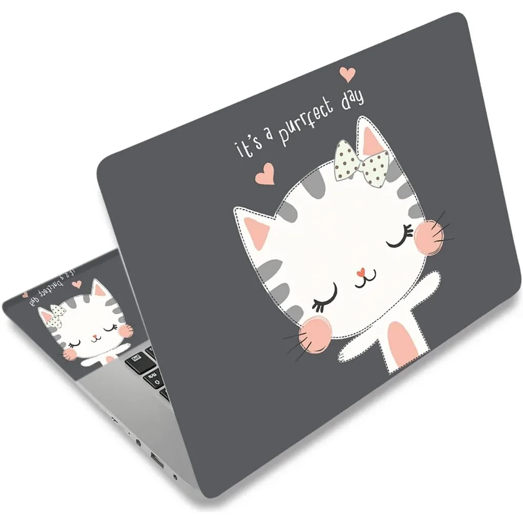 ALAYRA Laptop Notebook Skin Sticker Cover Decal Fits 12 13 13.3 14 15 15.4 15.6 inch Laptop Protector Notebook PC Easy to Apply, Remove and Change Styles (Cute Cat) 01