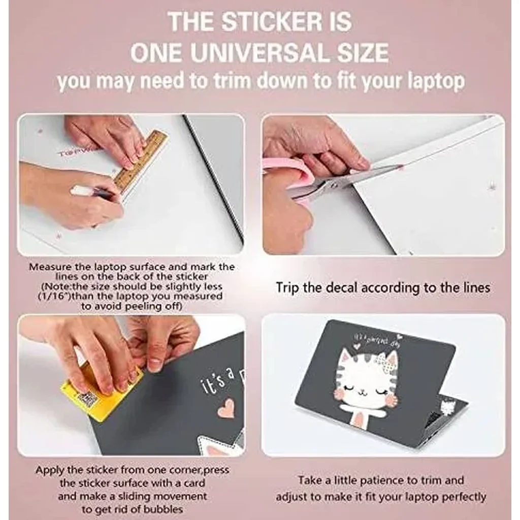 ALAYRA Laptop Notebook Skin Sticker Cover Decal Fits 12 13 13.3 14 15 15.4 15.6 inch Laptop Protector Notebook PC Easy to Apply, Remove and Change Styles (Cute Cat) 01 - Image 2