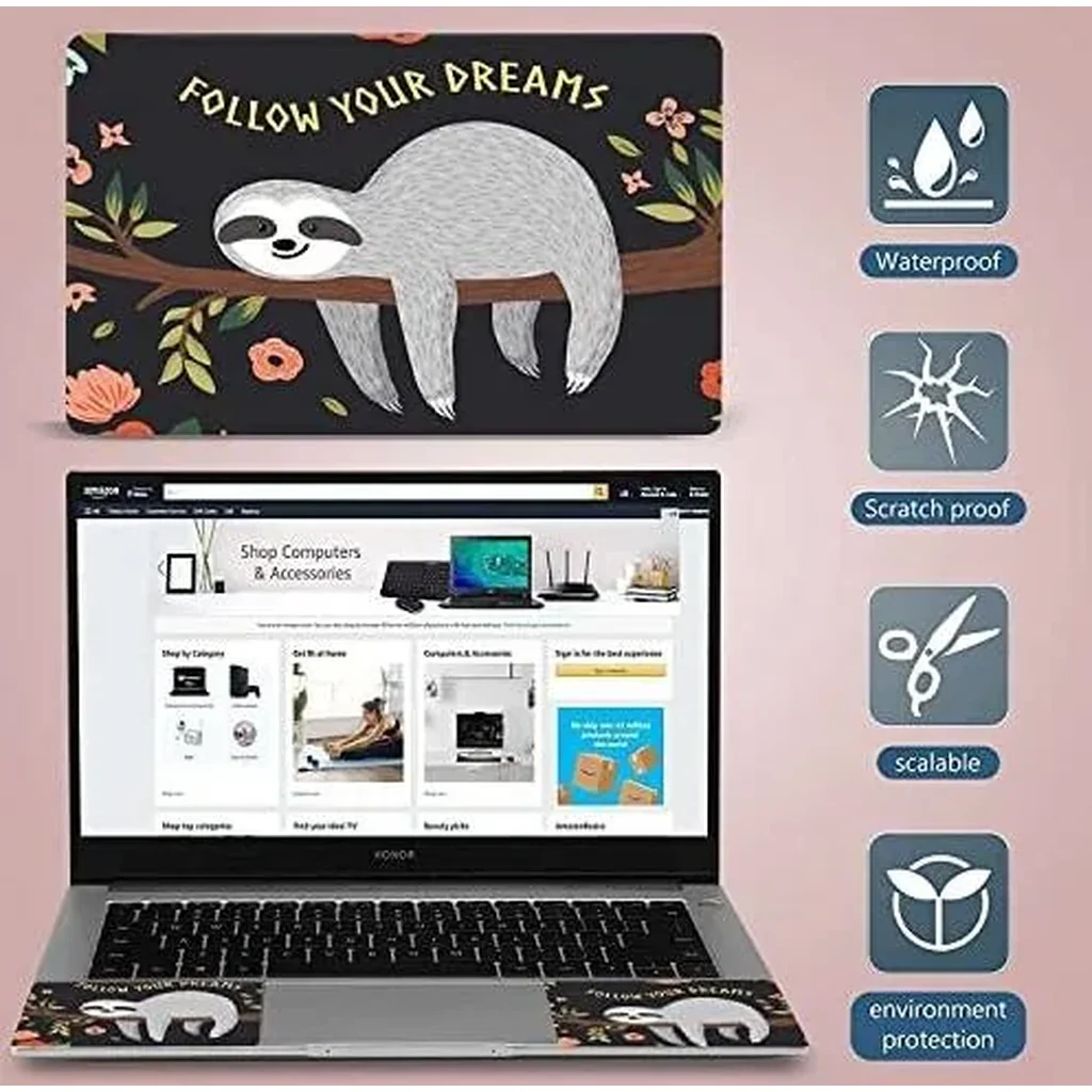 ALAYRA Laptop Notebook Skin Sticker Cover Decal Fits 12 13 13.3 14 15 15.4 15.6 inch Laptop Protector Notebook PC Easy to Apply, Remove and Change Styles (Sloth) 01 - Image 6