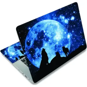 ALAYRA Laptop Notebook Skin Sticker Cover Decal Fits 12 13 13.3 14 15 15.4 15.6 inch Laptop Protector Notebook PC Easy to Apply, Remove and Change Styles (Wolfs and Moon) 01