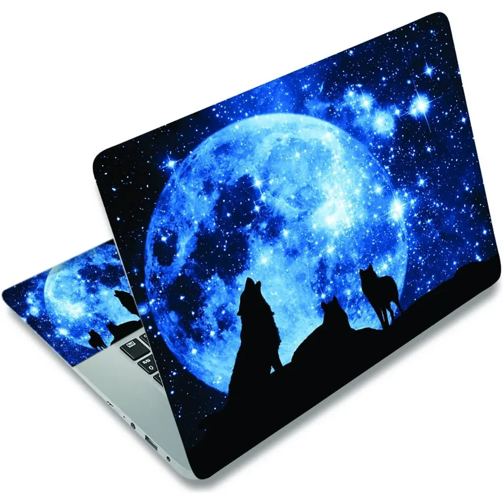 ALAYRA Laptop Notebook Skin Sticker Cover Decal Fits 12 13 13.3 14 15 15.4 15.6 inch Laptop Protector Notebook PC Easy to Apply, Remove and Change Styles (Wolfs and Moon) 01