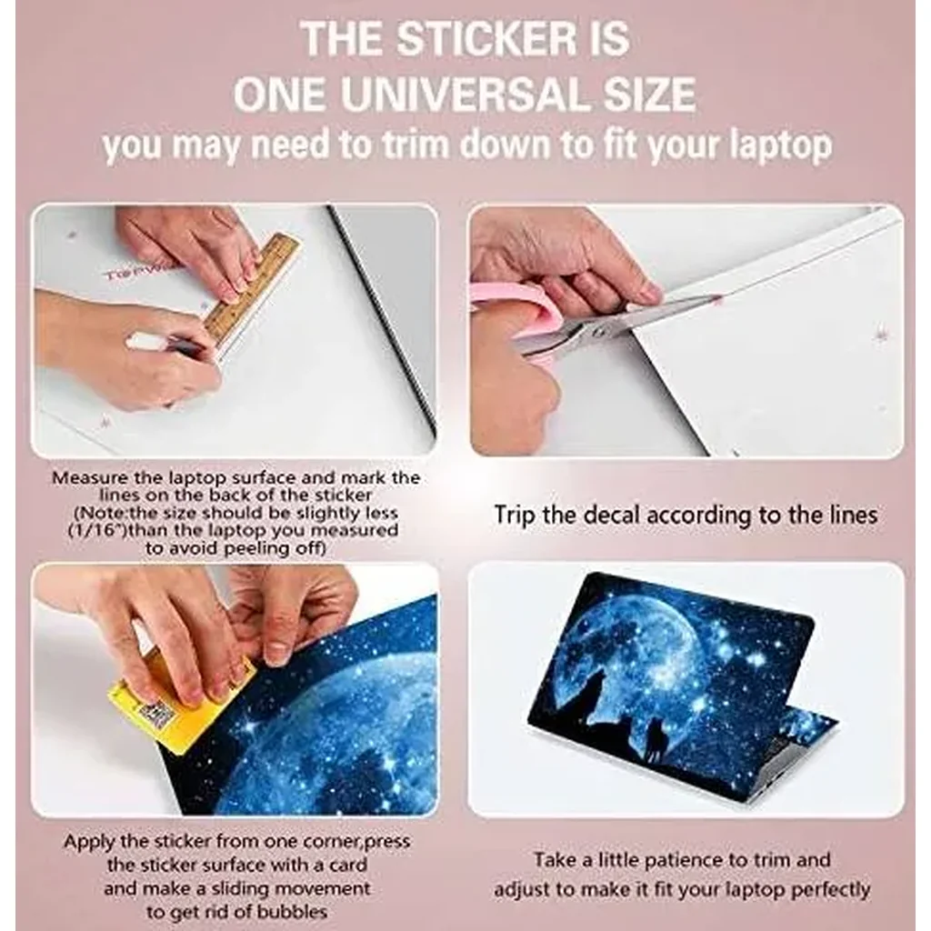ALAYRA Laptop Notebook Skin Sticker Cover Decal Fits 12 13 13.3 14 15 15.4 15.6 inch Laptop Protector Notebook PC Easy to Apply, Remove and Change Styles (Wolfs and Moon) 01 - Image 2