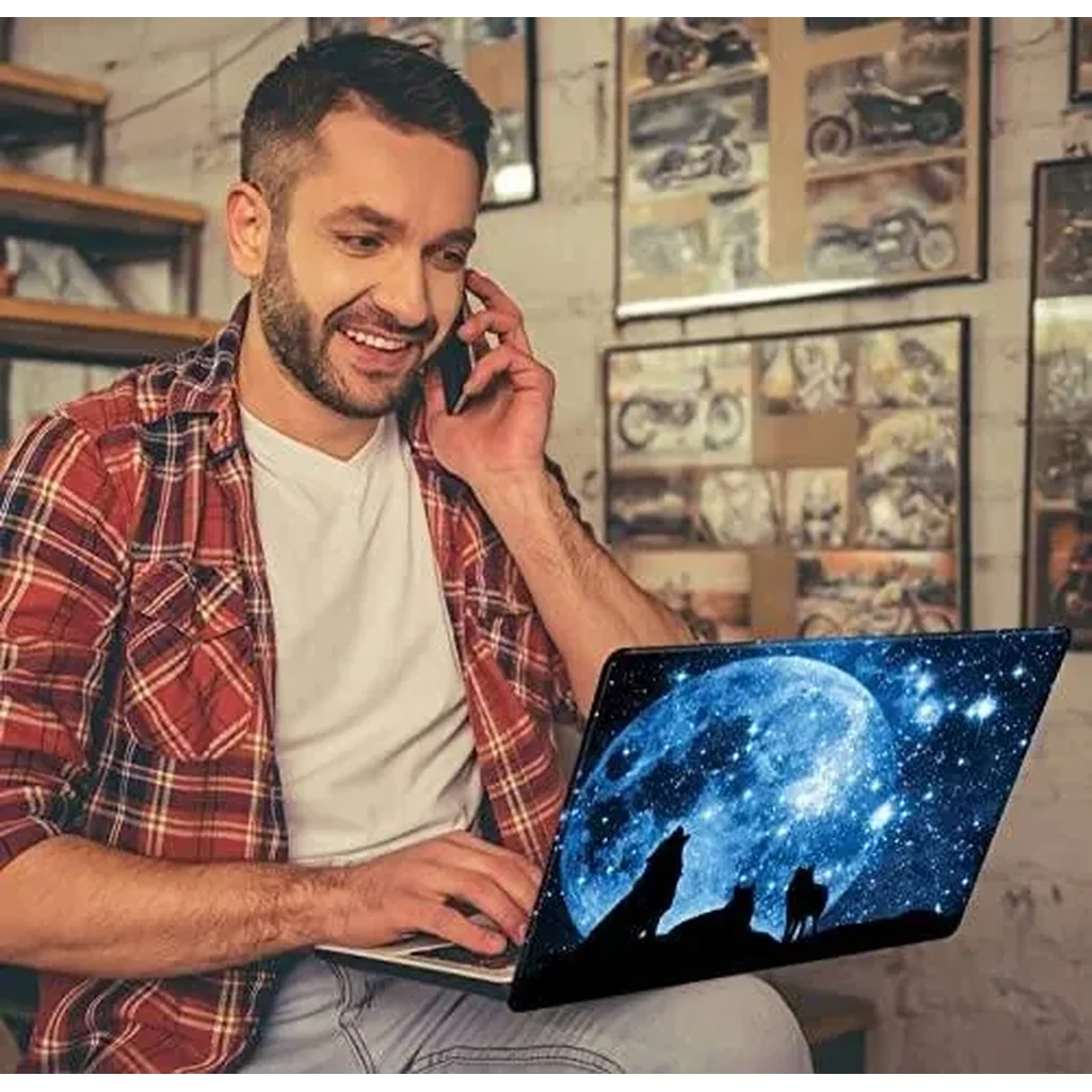 ALAYRA Laptop Notebook Skin Sticker Cover Decal Fits 12 13 13.3 14 15 15.4 15.6 inch Laptop Protector Notebook PC Easy to Apply, Remove and Change Styles (Wolfs and Moon) 01 - Image 3