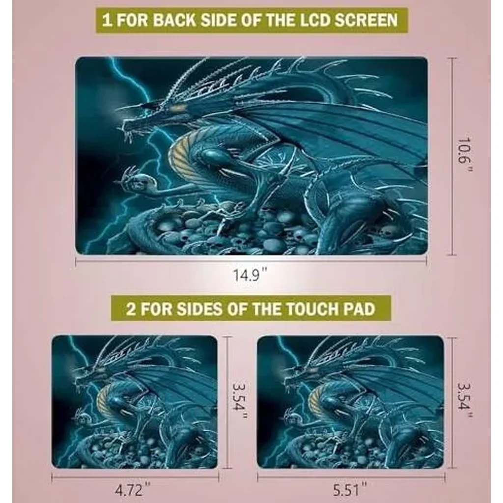 ALAYRA Laptop Notebook Skin Sticker Cover Decal Fits 12 13 13.3 14 15 15.4 15.6 inch Laptop Protector Notebook PC, Easy to Apply, Remove and Change Styles (Pterosaur and Skulls) 01 - Image 3