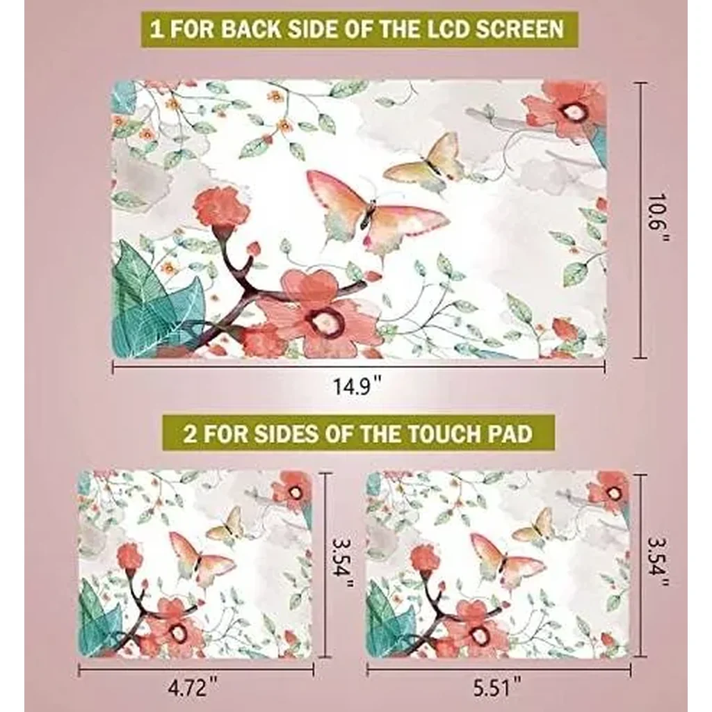 ALAYRA Laptop Notebook Skin Sticker Cover Decal Fits 12 13 13.3 14 15 15.4 15.6 inch Protector PC Easy to Apply, Remove and Change Styles (Butterflies Flowers) 01 - Image 2