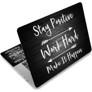ALAYRA Laptop Notebook Skin Sticker Decal, 12/13/13.3/14/15/15.4/15.6 inch Laptop Universal Cover, Scratch Resistant Art Decal Protector, Stay Positive Black 01