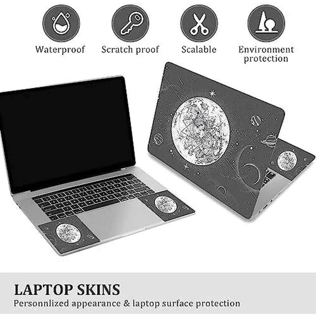 ALAYRA Laptop Skin Cover Sticker Decal, Personalized12 13 13.3 14 15 15.4 15.6 inch Laptop Decal, Reusable Universal Vinyl Skin Sticker Art Cover with Decorative Waterproof Design(Moon God) 01 - Image 2