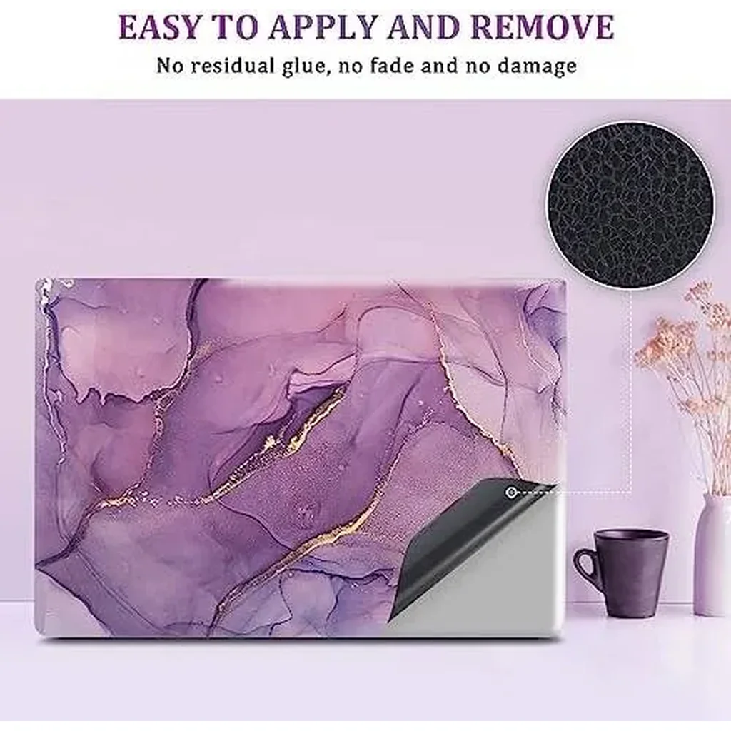 ALAYRA Laptop Skin Cover Sticker Decal, Personalized12 13 13.3 14 15 15.4 15.6 inch Laptop Decal, Reusable Universal Vinyl Skin Sticker Art Cover with Decorative Waterproof Design(Purplr Gold) 01 - Image 2