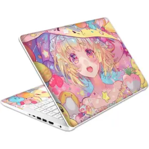 ALAYRA Laptop Skin Decal HP 14" - Kawaii Girl Laptop Cover Sticker No Cutting Required, No Bubble, Waterproof, Scratch Resistant - Including Wide Screen and Wrist Pad 01