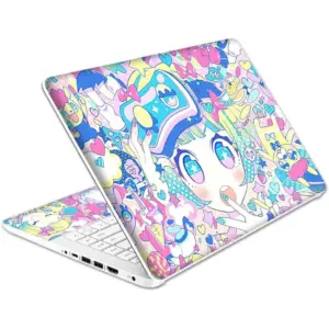 ALAYRA Laptop Skin Decal Specific Fit for HP 14" with No Cutting Required, No Bubble, Waterproof, Scratch Resistant, Kawaii Anime Girl Design - Including Wide Screen and Full Wrist Pad Skin 01
