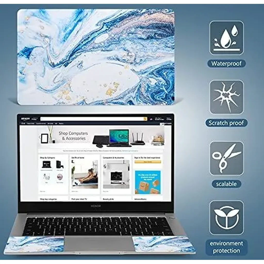 ALAYRA Laptop Skin Sticker Decal 12 13 13.3 14 15 15.4 15.6 inch Personalized Universal Notebook Vinyl Skin Stickers Cover Art Decal Computer Protector Marble Blue 01 - Image 3