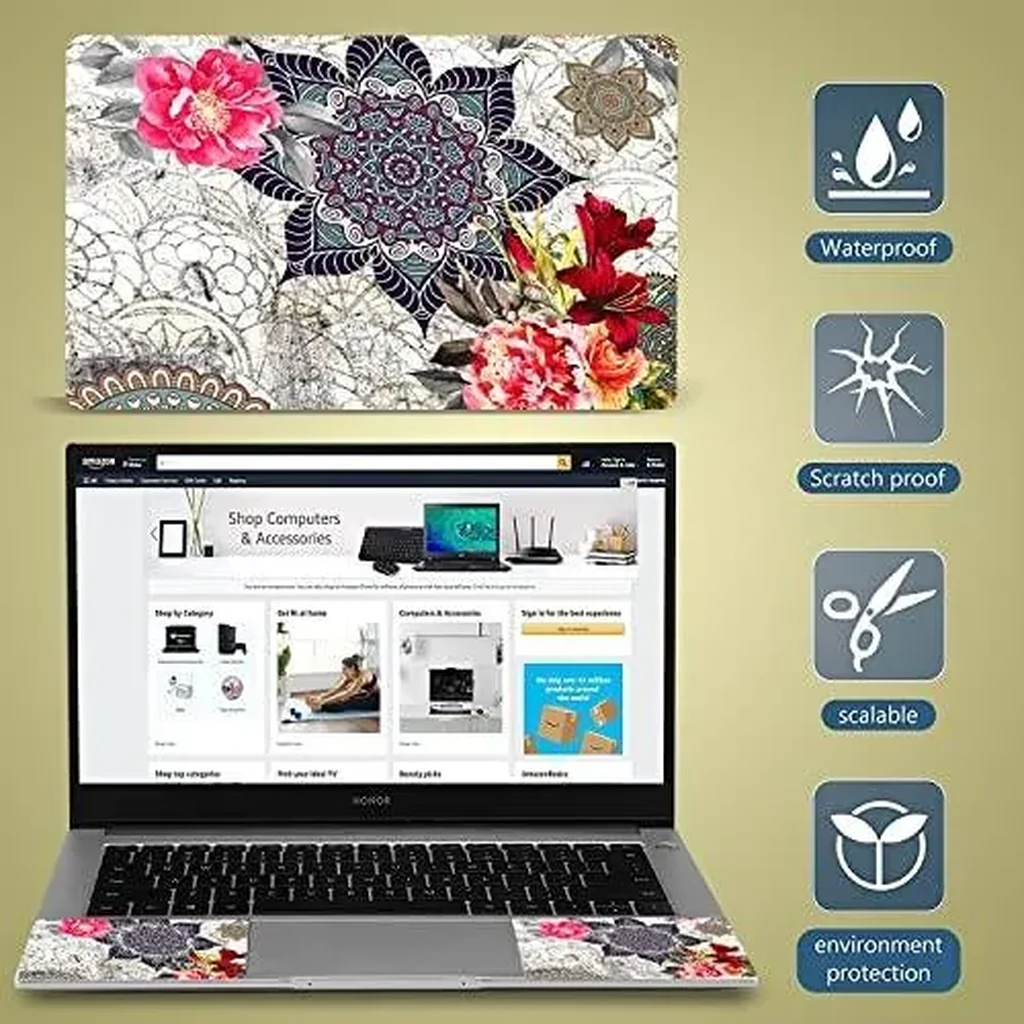ALAYRA Laptop Skin Sticker Decal 12 13 13.3 14 15 15.4 15.6 inch Personalized Universal Notebook Vinyl Skin Stickers Cover Art Decal Computer Protector RedFlower 01 - Image 6