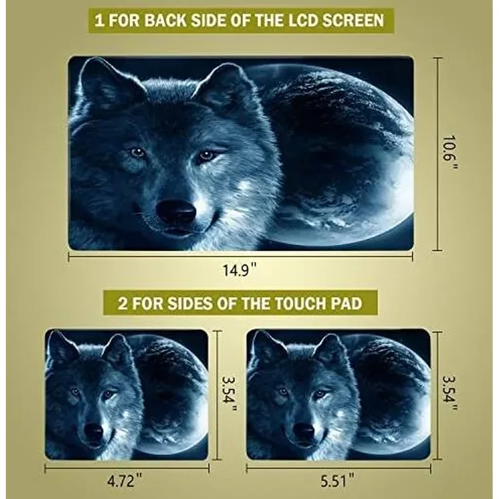 ALAYRA Laptop Skin Sticker Decal Covers 12" 13" 13.3" 14" 15" 15.4" 15.6 inch Laptop Skin Sticker Cover Art Decal Protector Notebook PC (Moon & Wolf) 01 - Image 4