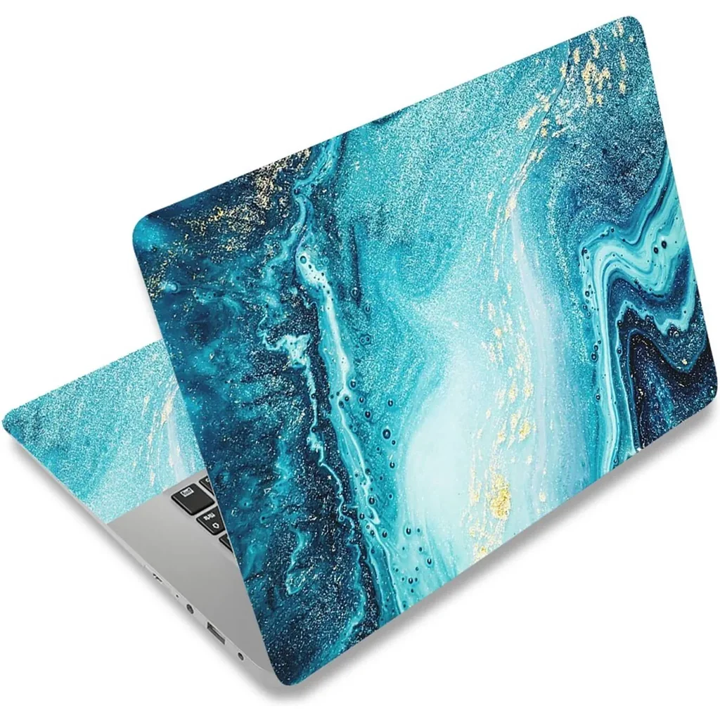 ALAYRA Laptop Skin Sticker Decal, 12 13 13.3 14 15 15.4 15.6 inch Laptop Art Decal Protector Notebook Netbook PC 15.6" Universal Vinyl Cover, Blue Marble 01