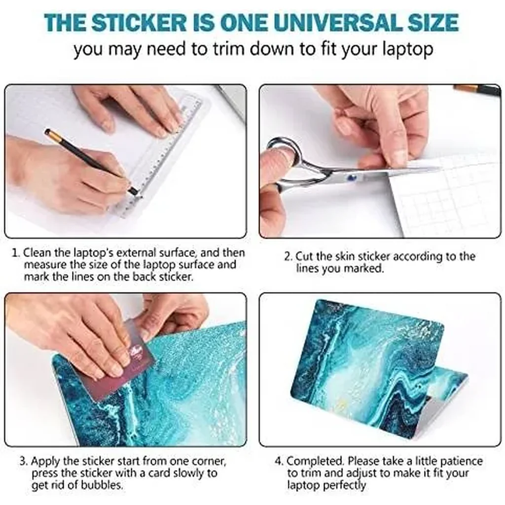 ALAYRA Laptop Skin Sticker Decal, 12 13 13.3 14 15 15.4 15.6 inch Laptop Art Decal Protector Notebook Netbook PC 15.6" Universal Vinyl Cover, Blue Marble 01 - Image 5