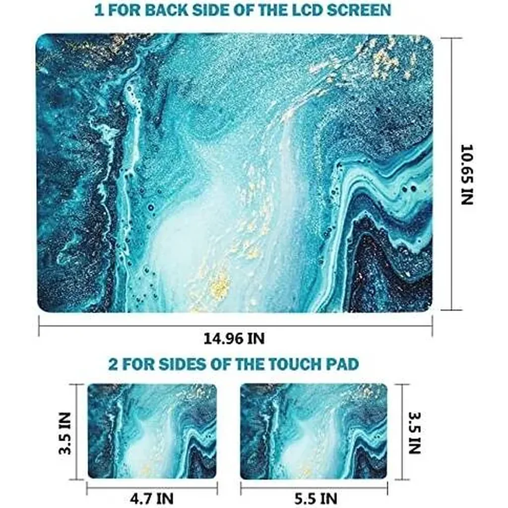 ALAYRA Laptop Skin Sticker Decal, 12 13 13.3 14 15 15.4 15.6 inch Laptop Art Decal Protector Notebook Netbook PC 15.6" Universal Vinyl Cover, Blue Marble 01 - Image 6