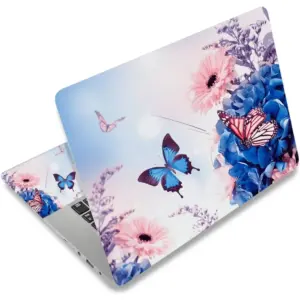 ALAYRA Laptop Skin Sticker Decal, 12 13 13.3 14 15 15.4 15.6 inch Laptop Art Decal Protector Notebook Netbook PC 15.6" Universal Vinyl Cover, Butterfly Flower 01
