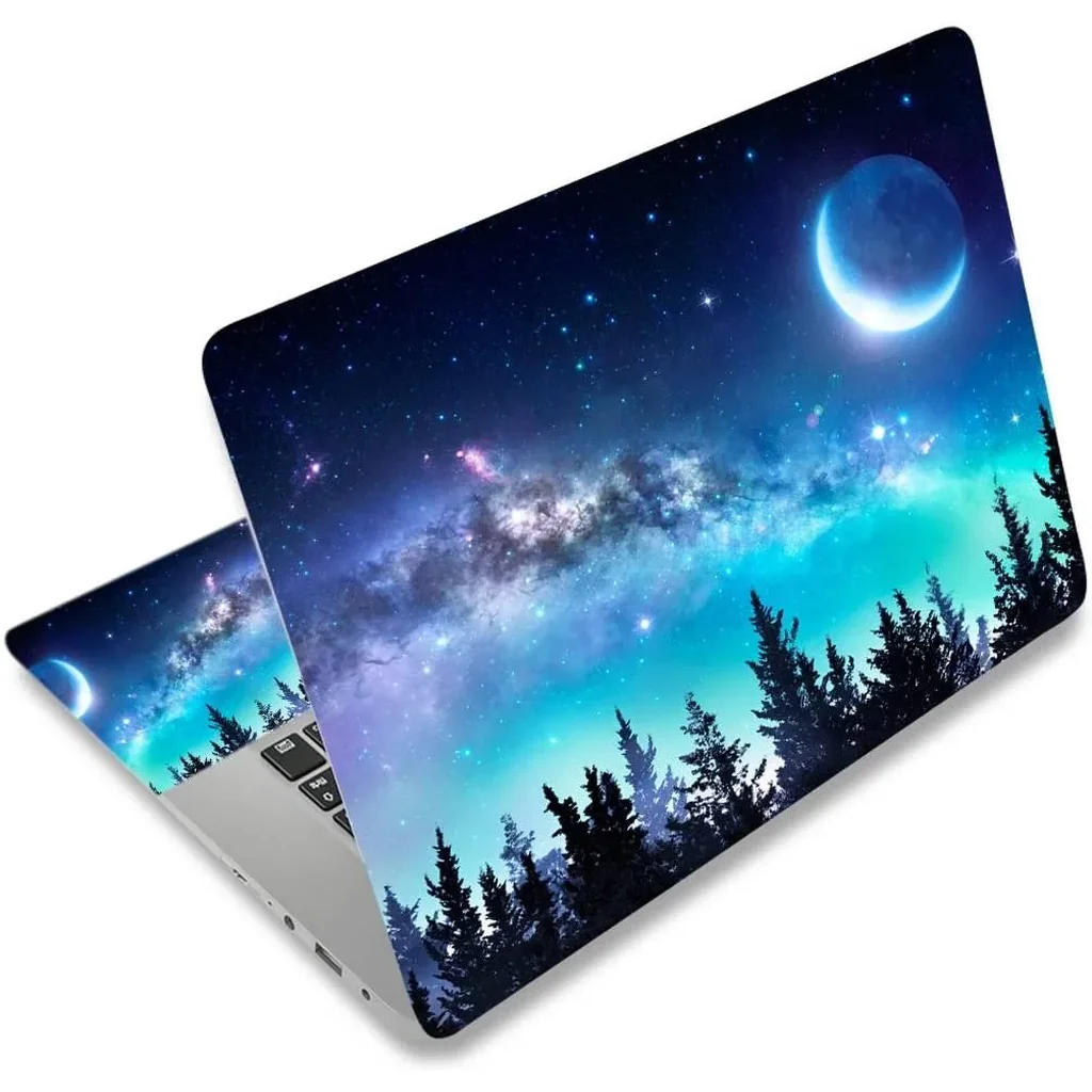 ALAYRA Laptop Skin Sticker Decal, 12 13 13.3 14 15 15.4 15.6 inch Laptop Art Decal Protector Notebook Netbook PC 15.6" Universal Vinyl Cover, Forest Moon Sky 01
