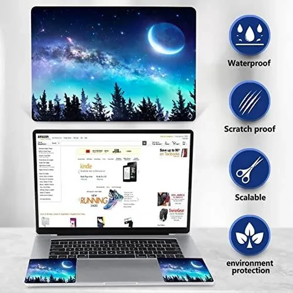 ALAYRA Laptop Skin Sticker Decal, 12 13 13.3 14 15 15.4 15.6 inch Laptop Art Decal Protector Notebook Netbook PC 15.6" Universal Vinyl Cover, Forest Moon Sky 01 - Image 3