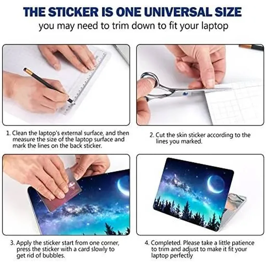 ALAYRA Laptop Skin Sticker Decal, 12 13 13.3 14 15 15.4 15.6 inch Laptop Art Decal Protector Notebook Netbook PC 15.6" Universal Vinyl Cover, Forest Moon Sky 01 - Image 4