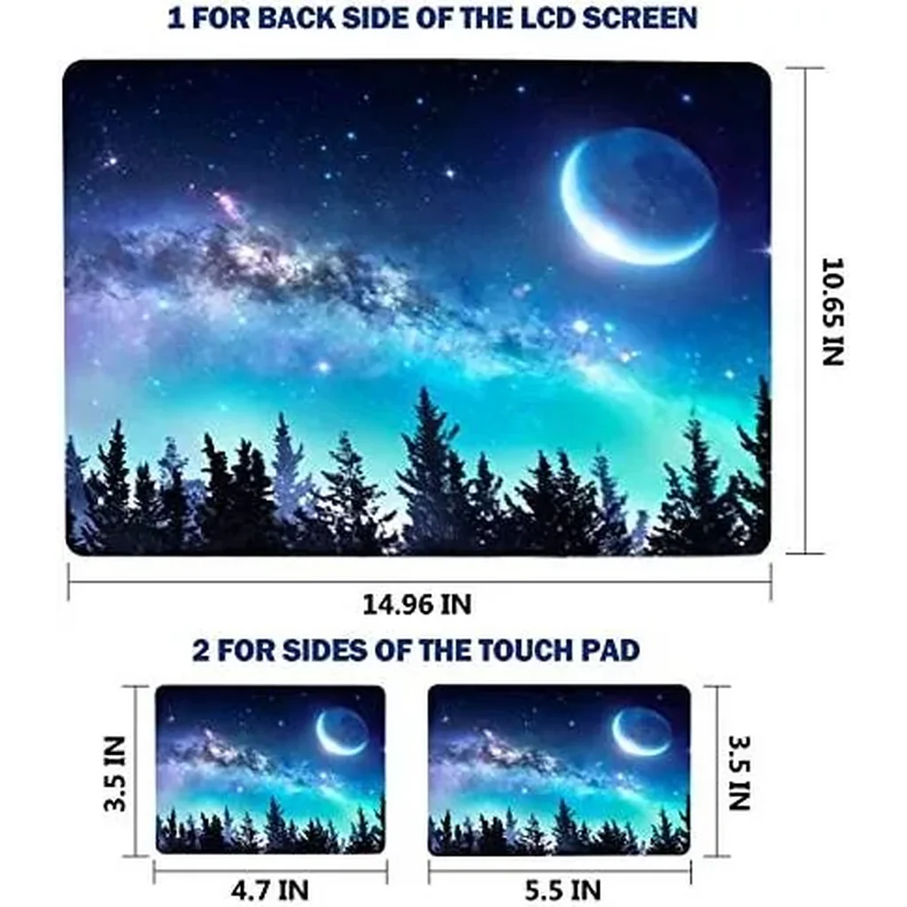 ALAYRA Laptop Skin Sticker Decal, 12 13 13.3 14 15 15.4 15.6 inch Laptop Art Decal Protector Notebook Netbook PC 15.6" Universal Vinyl Cover, Forest Moon Sky 01 - Image 5