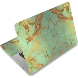 ALAYRA Laptop Skin Sticker Decal, 12 13 13.3 14 15 15.4 15.6 inch Laptop Art Decal Protector Notebook Netbook PC 15.6" Universal Vinyl Cover, Green Gold Marble 01