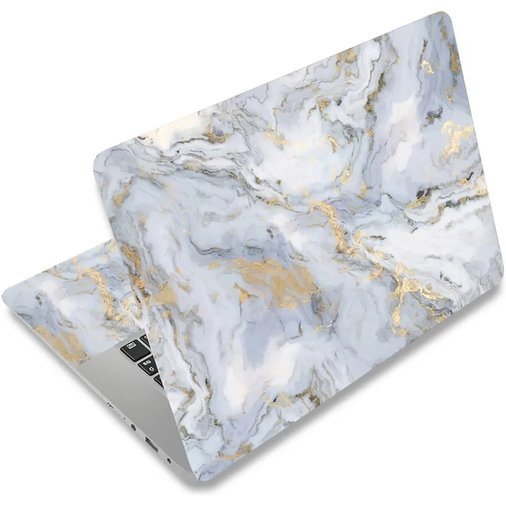 ALAYRA Laptop Skin Sticker Decal, 12 13 13.3 14 15 15.4 15.6 inch Laptop Art Decal Protector Notebook Netbook PC 15.6" Universal Vinyl Cover, Grey Gold Marble 01