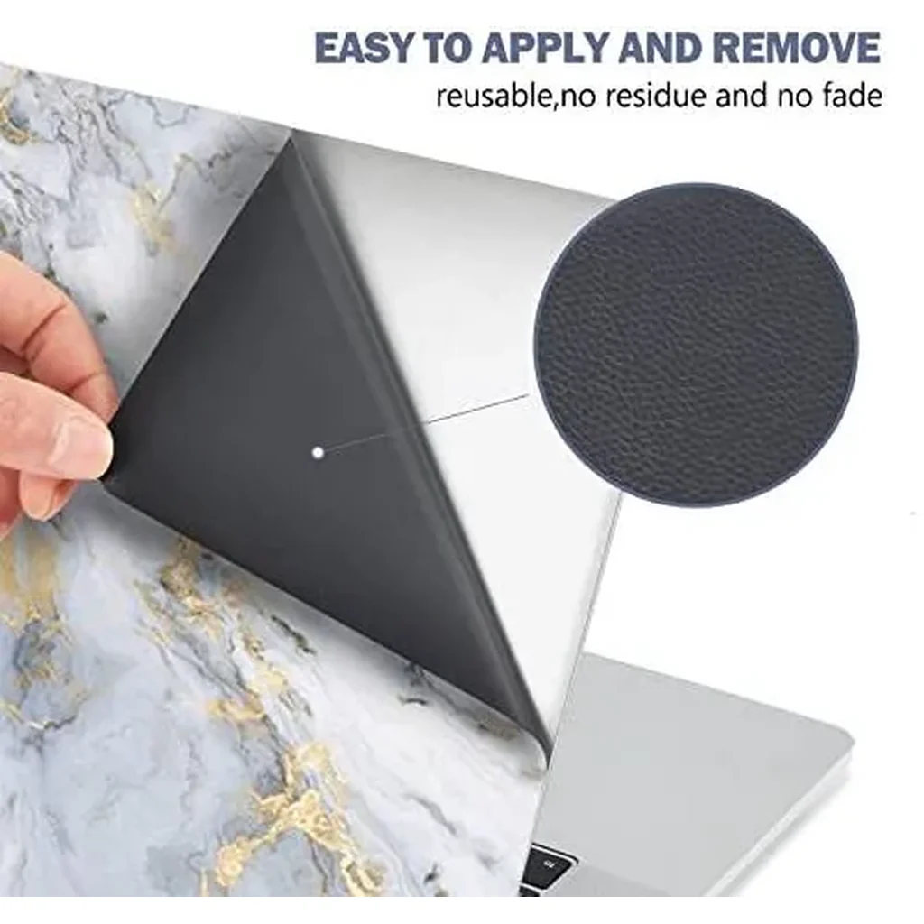 ALAYRA Laptop Skin Sticker Decal, 12 13 13.3 14 15 15.4 15.6 inch Laptop Art Decal Protector Notebook Netbook PC 15.6" Universal Vinyl Cover, Grey Gold Marble 01 - Image 2