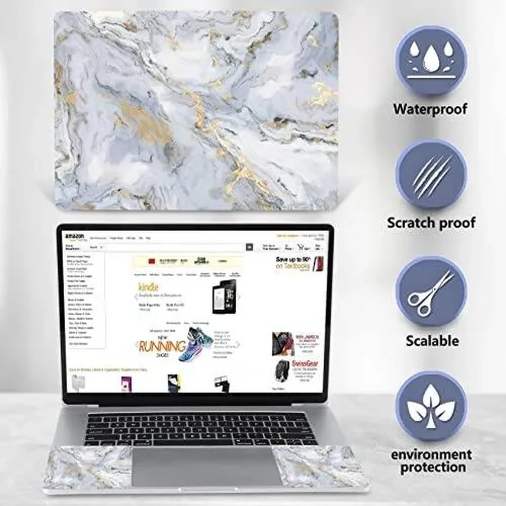 ALAYRA Laptop Skin Sticker Decal, 12 13 13.3 14 15 15.4 15.6 inch Laptop Art Decal Protector Notebook Netbook PC 15.6" Universal Vinyl Cover, Grey Gold Marble 01 - Image 4