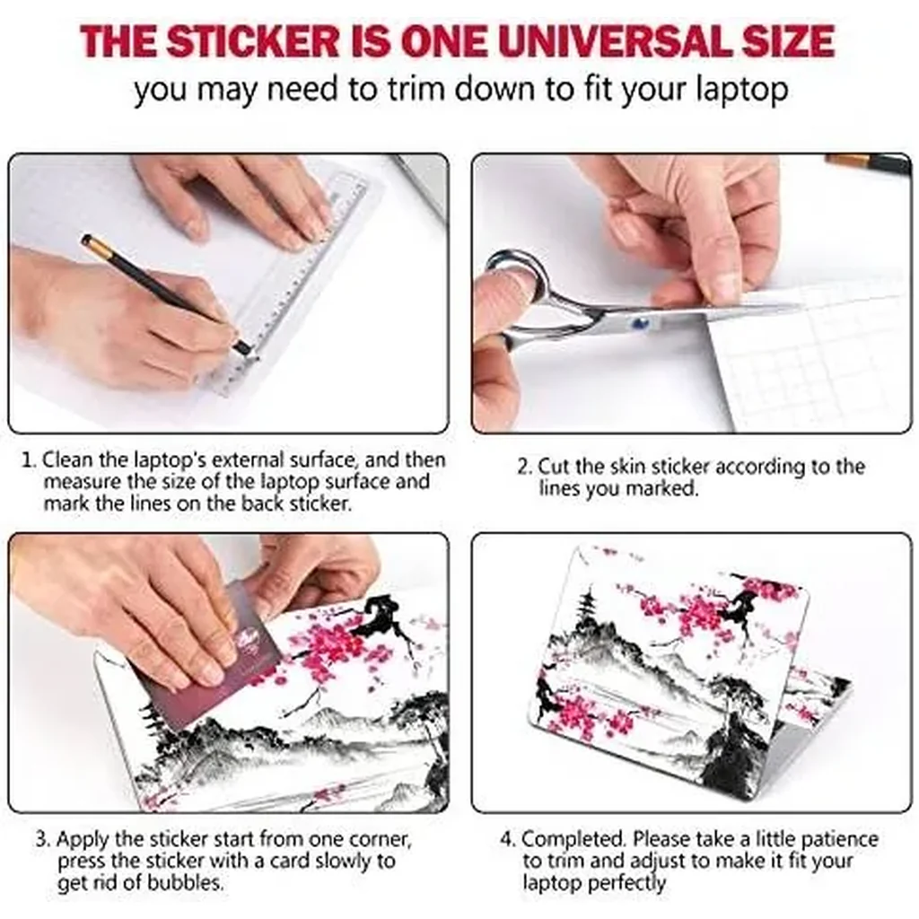 ALAYRA Laptop Skin Sticker Decal, 12 13 13.3 14 15 15.4 15.6 inch Laptop Art Decal Protector Notebook Netbook PC 15.6" Universal Vinyl Cover, Mountain Sakura Ink Painting 01 - Image 3