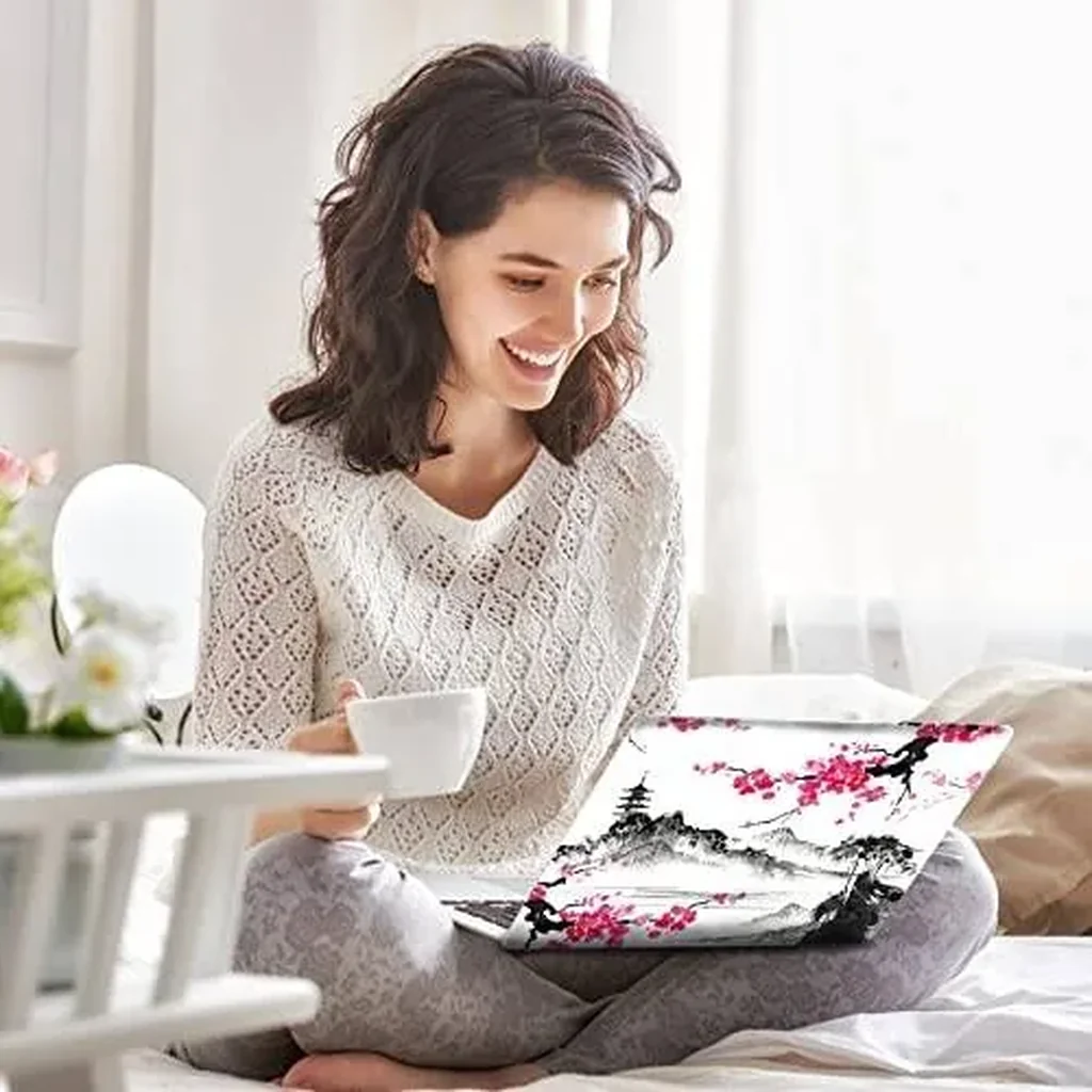ALAYRA Laptop Skin Sticker Decal, 12 13 13.3 14 15 15.4 15.6 inch Laptop Art Decal Protector Notebook Netbook PC 15.6" Universal Vinyl Cover, Mountain Sakura Ink Painting 01 - Image 4
