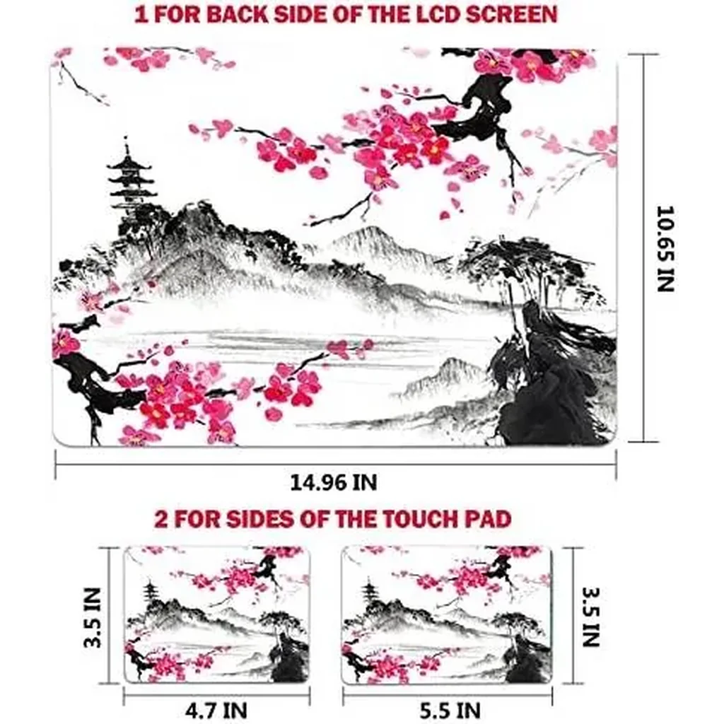 ALAYRA Laptop Skin Sticker Decal, 12 13 13.3 14 15 15.4 15.6 inch Laptop Art Decal Protector Notebook Netbook PC 15.6" Universal Vinyl Cover, Mountain Sakura Ink Painting 01 - Image 6
