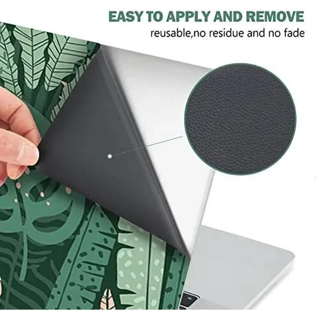 ALAYRA Laptop Skin Sticker Decal, 12 13 13.3 14 15 15.4 15.6 inch Laptop Art Decal Protector Notebook Netbook PC 15.6" Universal Vinyl Cover, Pink Green Leaves 01 - Image 2