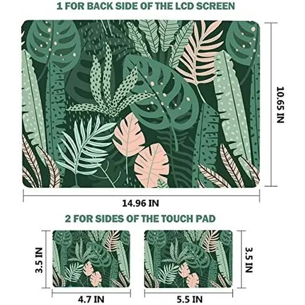 ALAYRA Laptop Skin Sticker Decal, 12 13 13.3 14 15 15.4 15.6 inch Laptop Art Decal Protector Notebook Netbook PC 15.6" Universal Vinyl Cover, Pink Green Leaves 01 - Image 6