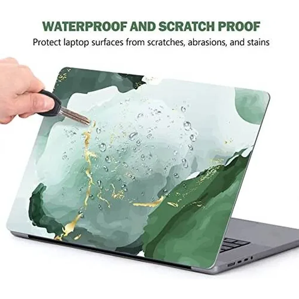 ALAYRA Laptop Skin Sticker Decal, 12 13 13.3 14 15 15.4 15.6 inch Laptop Art Decal Protector Notebook Netbook PC 15.6" Universal Vinyl Cover, White Green Gold Marble 01 - Image 2