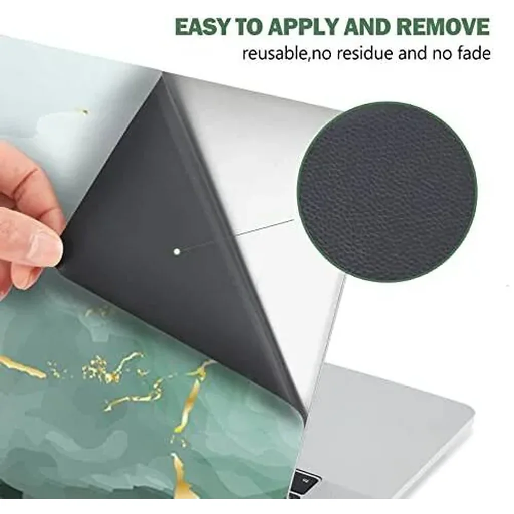 ALAYRA Laptop Skin Sticker Decal, 12 13 13.3 14 15 15.4 15.6 inch Laptop Art Decal Protector Notebook Netbook PC 15.6" Universal Vinyl Cover, White Green Gold Marble 01 - Image 3