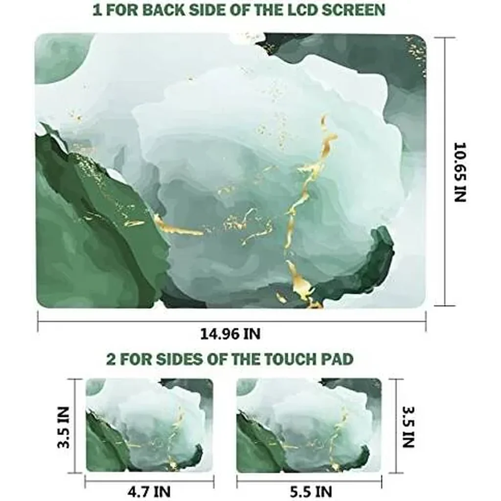 ALAYRA Laptop Skin Sticker Decal, 12 13 13.3 14 15 15.4 15.6 inch Laptop Art Decal Protector Notebook Netbook PC 15.6" Universal Vinyl Cover, White Green Gold Marble 01 - Image 6