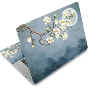 ALAYRA Laptop Skin Sticker Decal, 12 13 13.3 14 15 15.4 15.6 inch Laptop Art Decal Protector Notebook Netbook PC 15.6" Universal Vinyl Cover, White Magnolia Flower 01