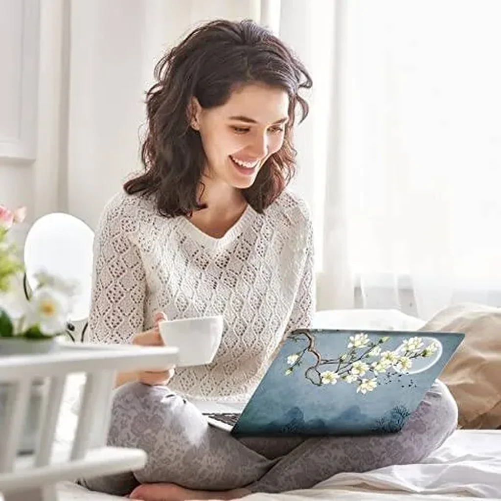ALAYRA Laptop Skin Sticker Decal, 12 13 13.3 14 15 15.4 15.6 inch Laptop Art Decal Protector Notebook Netbook PC 15.6" Universal Vinyl Cover, White Magnolia Flower 01 - Image 4