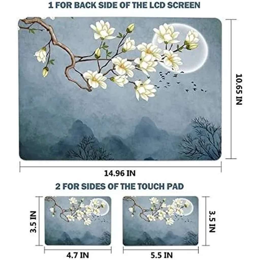 ALAYRA Laptop Skin Sticker Decal, 12 13 13.3 14 15 15.4 15.6 inch Laptop Art Decal Protector Notebook Netbook PC 15.6" Universal Vinyl Cover, White Magnolia Flower 01 - Image 5