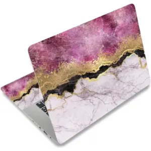 ALAYRA Laptop Skin Sticker Decal, 12" 13" 13.3" 14" 15" 15.4" 15.16 inch Laptop Universal Reusable Vinyl Skin Stickers Cover Art Decal Notebook PC Personalized Protector-Rose Pink Cracked Marble 01