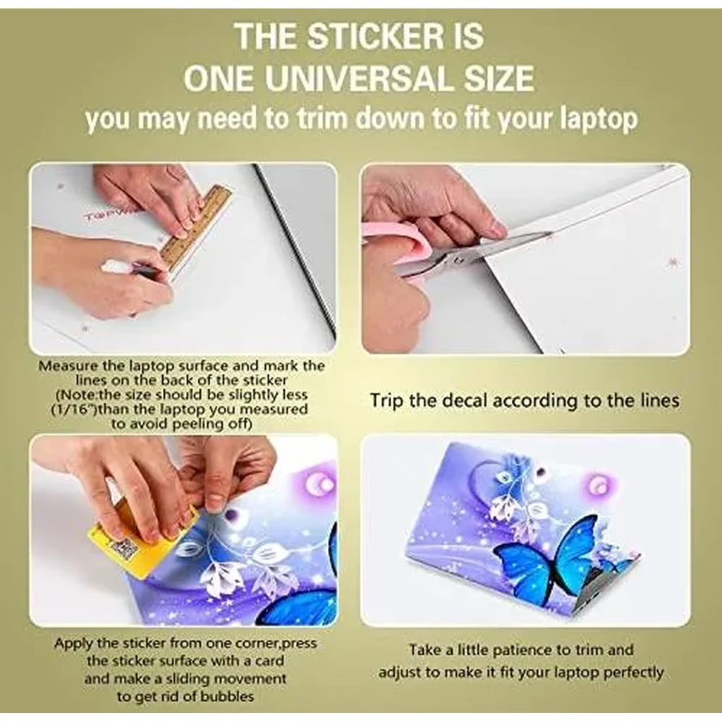 ALAYRA Laptop Skin Sticker Decal, 12" 13" 13.3" 14" 15" 15.4" 15.6 inch Laptop Skin Sticker Cover Art Decal Protector Notebook PC (Butterfly) 01 - Image 3