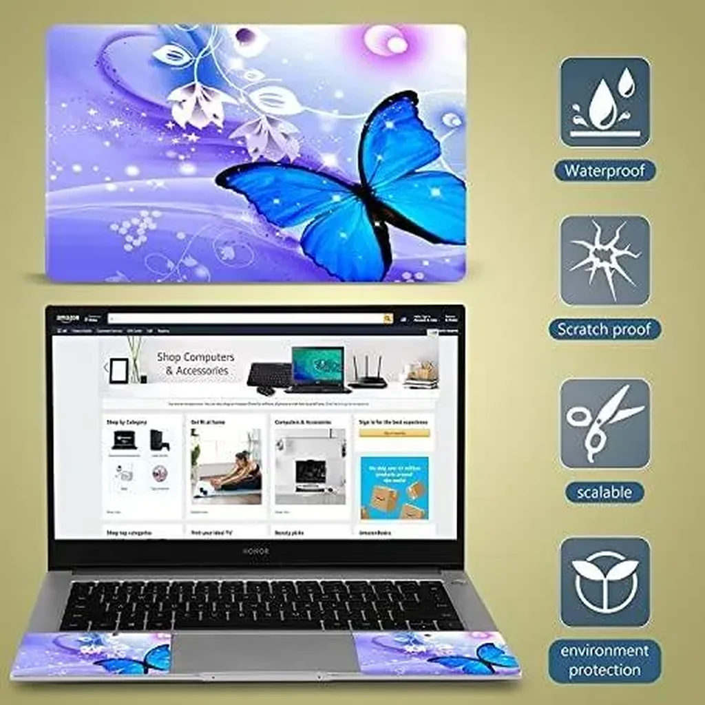 ALAYRA Laptop Skin Sticker Decal, 12" 13" 13.3" 14" 15" 15.4" 15.6 inch Laptop Skin Sticker Cover Art Decal Protector Notebook PC (Butterfly) 01 - Image 6