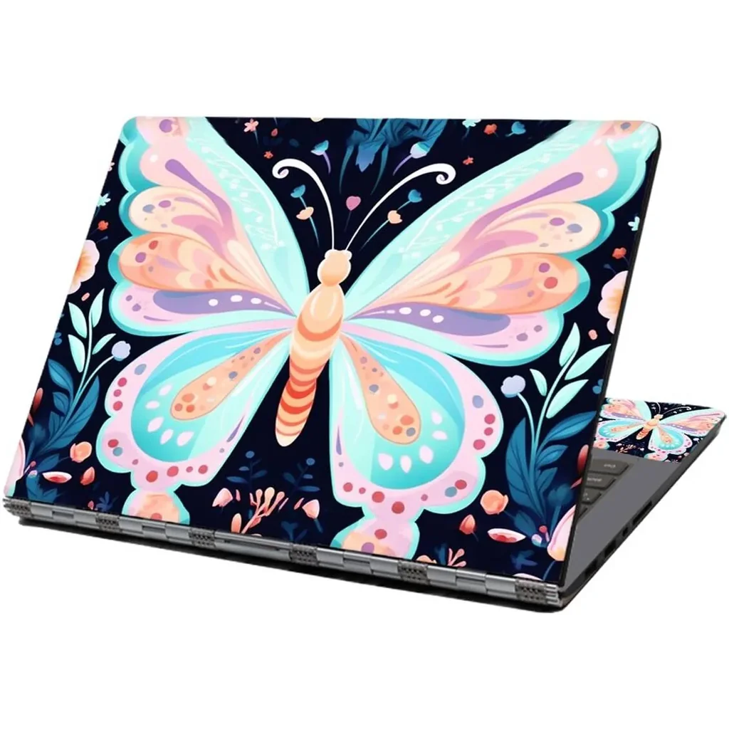 ALAYRA Laptop Skin Sticker Decal, 12" 13" 13.3" 14" 15" 15.4" 15.6 inch Laptop Skin Sticker Cover Art Decal Protector Notebook PC (Colorful Big Butterfly) 01