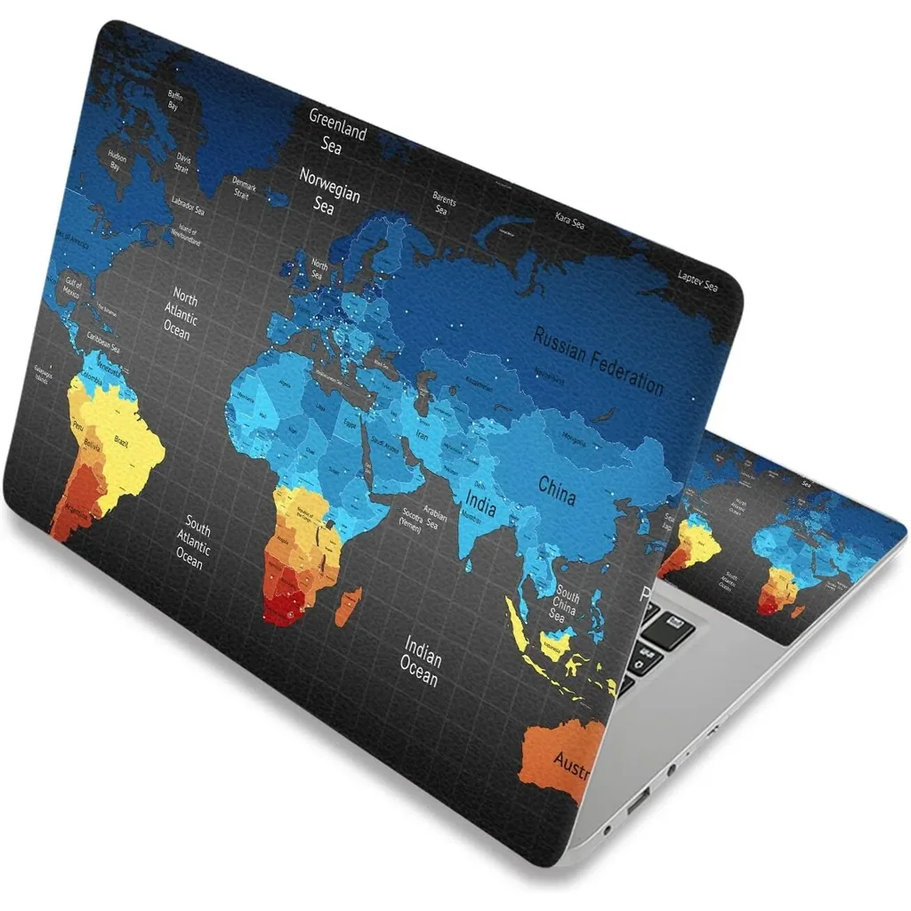 ALAYRA Laptop Skin Sticker Decal, 12" 13" 13.3" 14" 15" 15.4" 15.6 inch Laptop Skin Sticker Cover Art Decal Protector Notebook PC (Map) 01