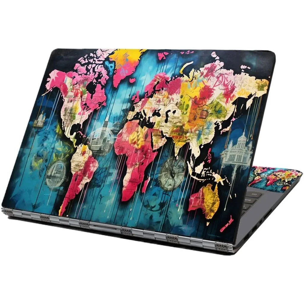 ALAYRA Laptop Skin Sticker Decal, 12" 13" 13.3" 14" 15" 15.4" 15.6 inch Laptop Skin Sticker Cover Art Decal Protector Notebook PC (World Map) 01